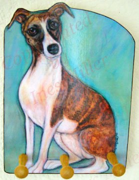 Whippet Hound Dog Key or Leash - Rack -Holder
