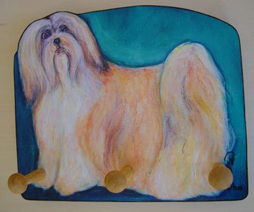 Leash Holder Lhasa Apso Dog leash rack key wood per holder