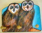 Owls Pueos Wildlife Owl wood leash holder rack key holder Handmade gift from paint