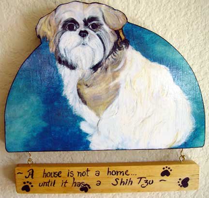 Shih-Tzu tricolor dog personalized wood sign handmade custom plaque fun doggy art