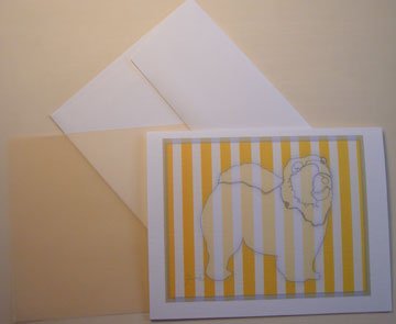 Chow-chow dog silhouette Personalized Notecards set8 whimsical doggy bright yellow white stripes