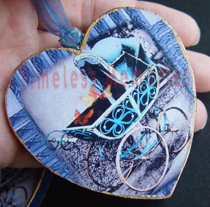 Baby shower Party favors Personalized Handmade wood ornaments Baby BASSINET set6