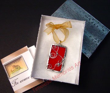 Glass Pendant necklace bracelet pendants handmade ornate wire design Valentine Red soldered pendant
