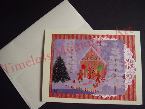 Gingerbread cookies twin cookie Christmas candy House handmade GREETING CARD
