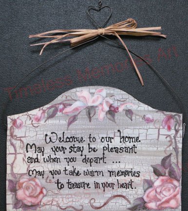 Roses Handmade country cottage pink Roses personalized wood sign shabby chic