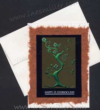 Greeting Card St. Patrick's Day Shamrock tree good luck clovers Handmade Card