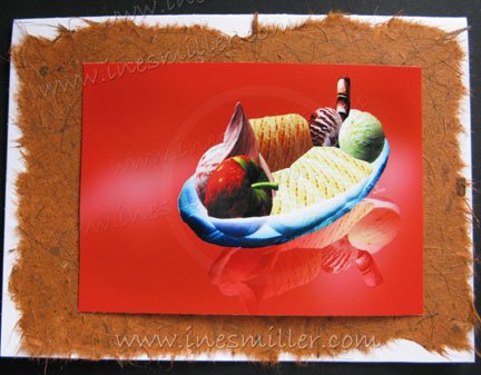 Greeting card Handmade Banana Paper STRAWBERRY dessert Ice cream whimsical illustration CustomCards