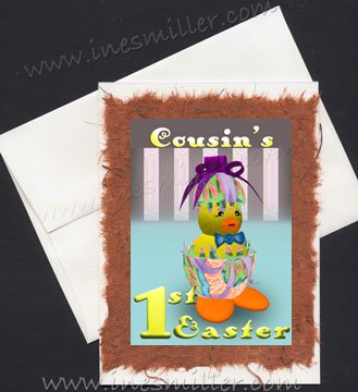 COUSIN First Easter Handmade Greeting Card Easter Egg hatching duck ducking cards