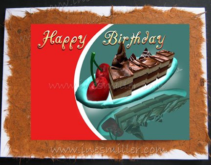 Handmade Greeting Card Desert cherry Chocolate Cake whimsical blank whimsical personalized cards
