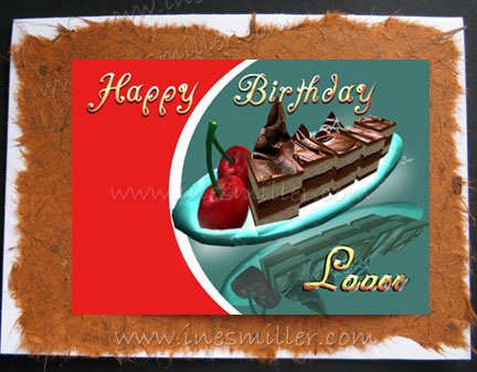 Lesbian- Gay Greeting Card LOVER Handmade cards Chocolate fudge cake cherry whimsical design