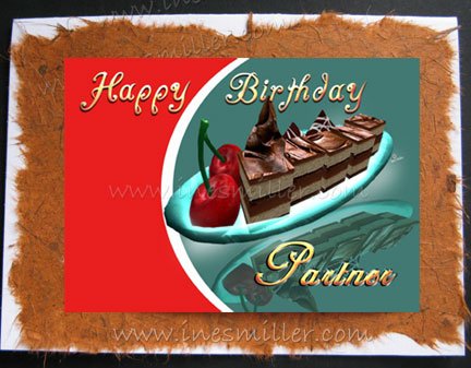 LESBIAN GAY Happy birthday PARTNER card Handmade Greeting Card Chocolate Cake Cherry