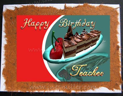 TEACHER Happy Birthday handmade greeting card personalized custom card CHOCOLATE CHERRY DESSERT