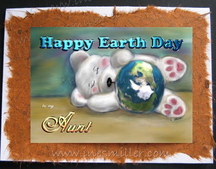 AUNT Handmade Greeting card Happy Earth Day Custom personalized hand made cards Teddy bear