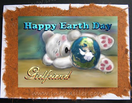 GIRLFRIEND Earth Day Handmade Greeting card Personalized Bear card