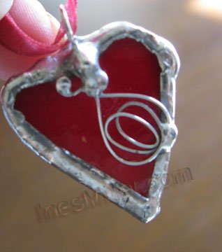 Red heart passion curly whimsey hearts soldered glass heart pendant fashion jewelry handmade gifts