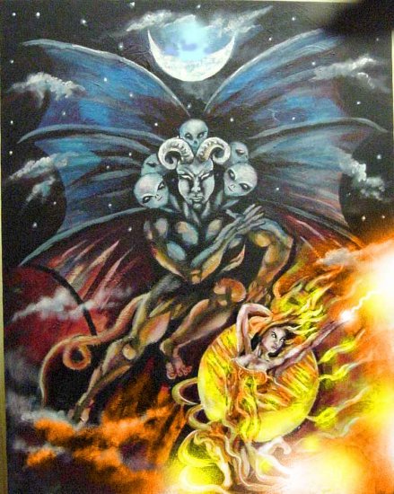 Red dragon and the Lady Clothed with the Sun