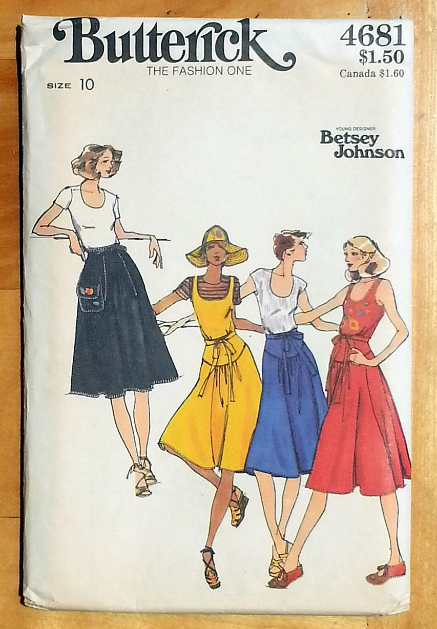 Betsey Johnson Vintage 70s Sewing Pattern Wrap Dress and Skirt