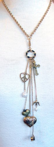 Betsey Johnson Jewelry Lovely Leopard Y Cross Heart Necklace Gol
