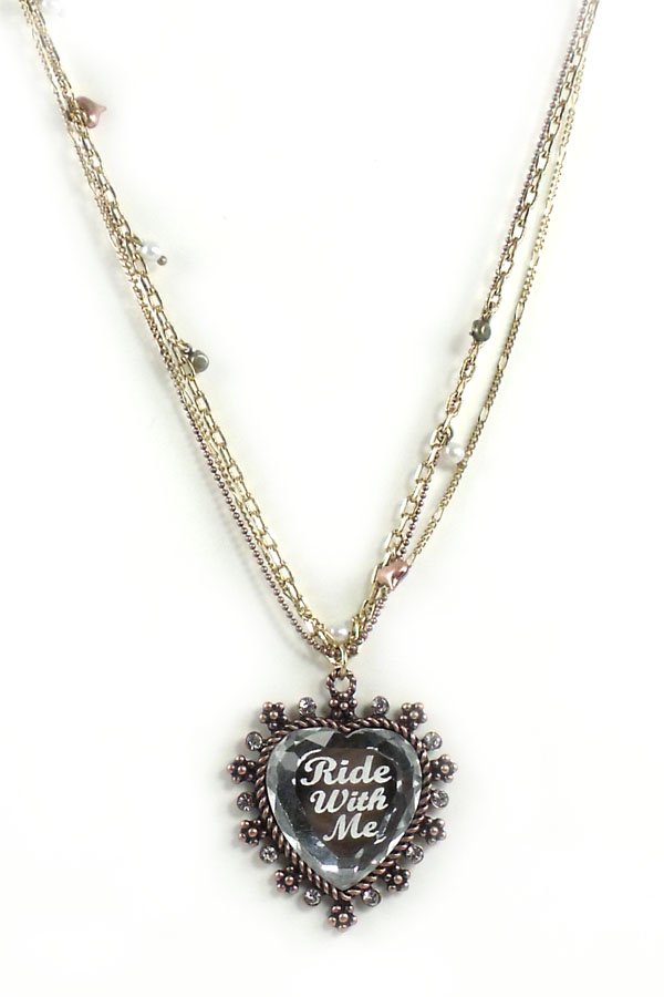 Betsey Johnson Jewelry Lady Luck Ride With Me Heart Necklace