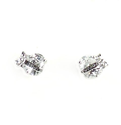 Juicy Couture Jewelry Banner Heart Crystal Earrings Silver