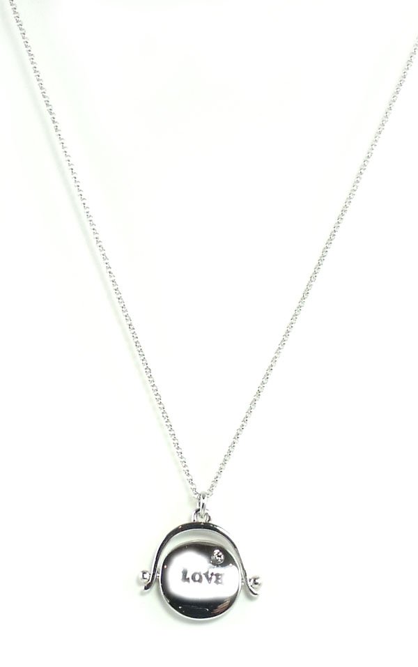 Juicy Couture Jewelry Love or Hate Spinner Necklace Silver