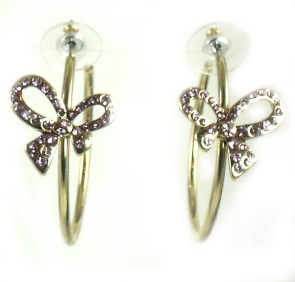 Betsey Johnson Jewelry Tzarna Princess Bow Hoop Earrings