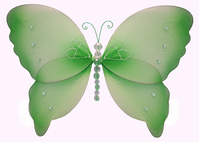 7" Green Crystal Butterfly - nylon hanging ceiling wall nursery bedroom decor decoration decorations