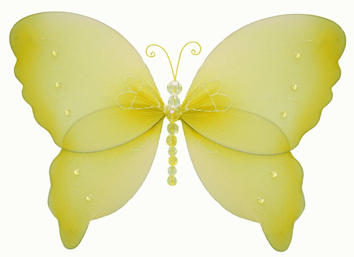 13"" Yellow Crystal Butterfly - nylon hanging ceiling wall baby nursery room wedding decor decoratio
