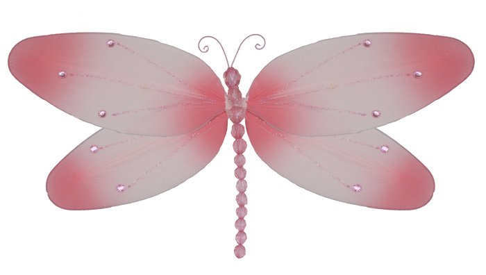 7"" Pink Crystal Dragonfly - nylon hanging ceiling wall baby nursery room wedding decor decoration d