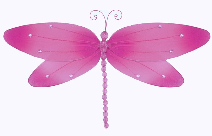 10"" Dark Pink (Fuschia) Crystal Dragonfly - nylon hanging ceiling wall baby nursery room wedding de