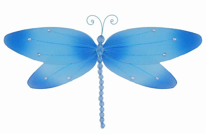7"" Blue Crystal Dragonfly - nylon hanging ceiling wall baby nursery room wedding decor decoration d