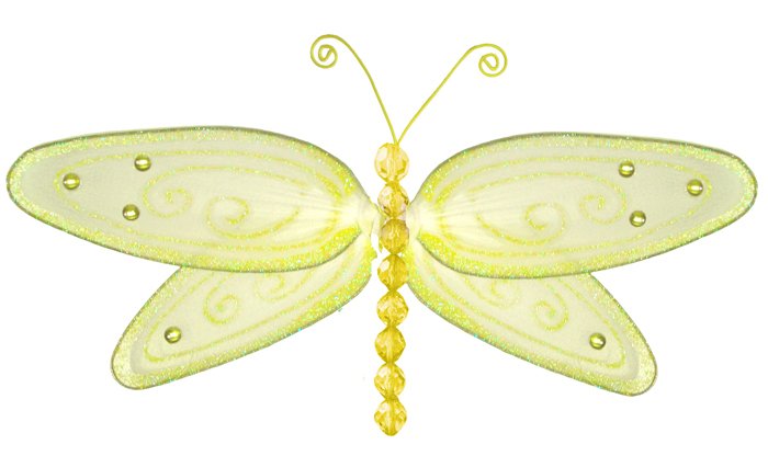 5"" Yellow Glitter Dragonfly - nylon hanging ceiling wall baby nursery room wedding decor decoration