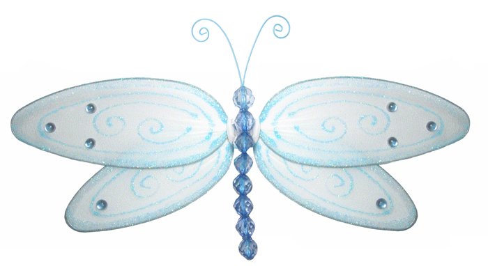 13"" Blue Glitter Dragonfly - nylon hanging ceiling wall baby nursery room wedding decor decoration