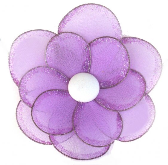 8"" Purple Glitter Layered Daisy Flower - nylon hanging ceiling wall baby nursery room wedding decor
