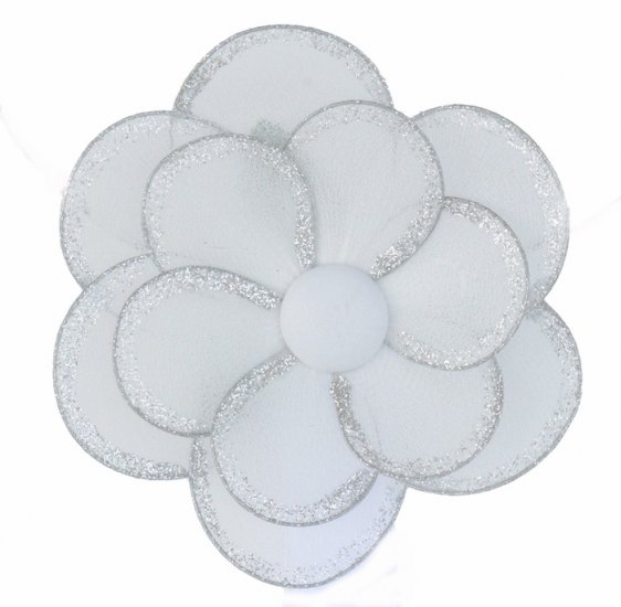 8"" White Glitter Layered Daisy Flower - nylon hanging ceiling wall baby nursery room wedding decor