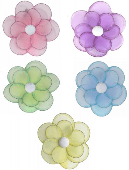 8"" Lot Glitter Daisy Flowers 5 piece Set daisies flower (Pink, Purple, Yellow, Blue, Green) - nylon