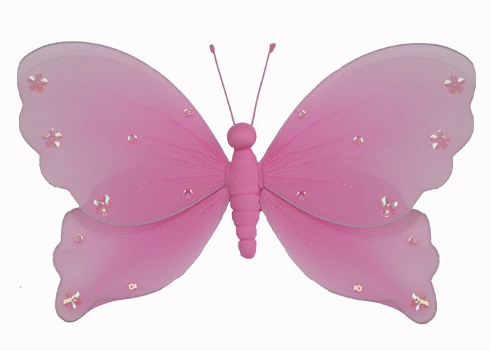 13"" Dark Pink (Fuschia) Jewel Butterfly - nylon hanging ceiling wall baby nursery room wedding deco