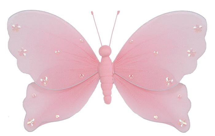 13"" Pink Jewel Butterfly - nylon hanging ceiling wall baby nursery room wedding decor decoration de