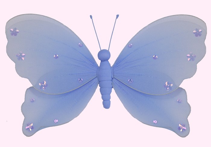 10"" Blue Jewel Butterfly - nylon hanging ceiling wall baby nursery room wedding decor decoration de