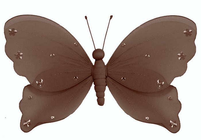 5"" Brown Jewel Butterfly - nylon hanging ceiling wall baby nursery room wedding decor decoration de
