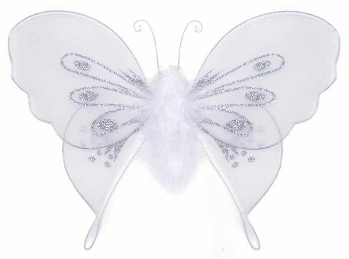 13"" White Marabou Feathers Butterfly - nylon hanging ceiling wall baby nursery room wedding decor d