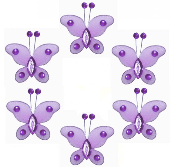 2"" Purple Mini Bead Butterfly Butterflies 6pc set - nylon hanging ceiling wall baby nursery room we