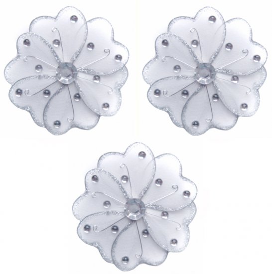 4"" White Mini Wire Daisy Flower Daisies Flowers 3pc set - nylon hanging ceiling wall baby nursery r