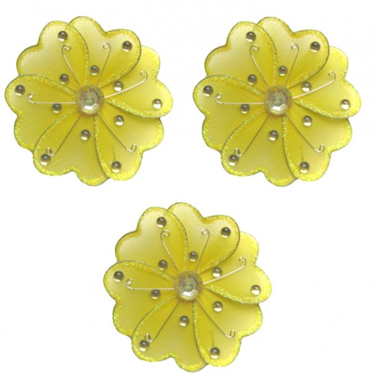 4"" Yellow Mini Wire Daisy Flower Daisies Flowers 3pc set - nylon hanging ceiling wall baby nursery