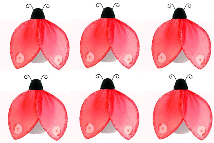 2"" Red Black Mini Glitter Ladybugs 6pc set - nylon hanging ceiling wall baby nursery room wedding d
