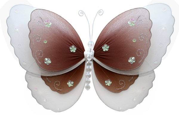 13"" Brown Multi-Layered Butterfly - nylon hanging ceiling wall baby nursery room wedding decor deco