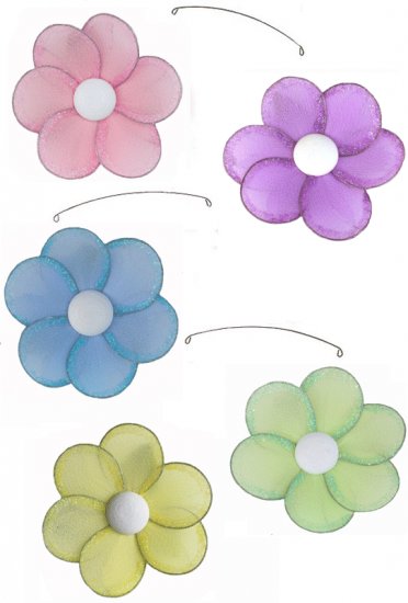 24"" Pink Purple Yellow Blue Green Single Layer Flower Mobile - nylon hanging ceiling wall baby nurs
