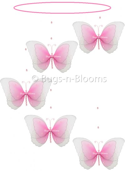 24"" Dark Pink (Fuschia) Multi Layered Spiral Butterfly Mobile - nylon hanging ceiling wall baby nur