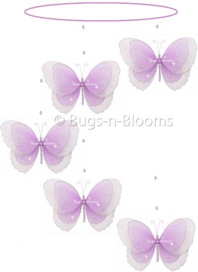 24"" Purple Multi Layered Spiral Butterfly Mobile - nylon hanging ceiling wall baby nursery room wed
