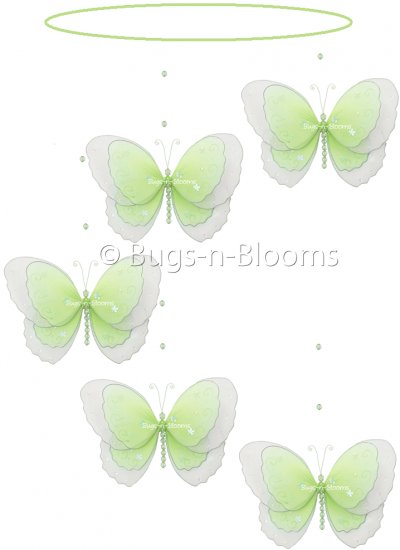 24"" Green Multi Layered Spiral Butterfly Mobile - nylon hanging ceiling wall baby nursery room wedd